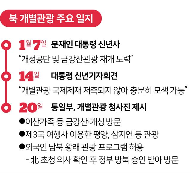 북한 개별관광 주요 일지. 그래픽=김대훈 기자